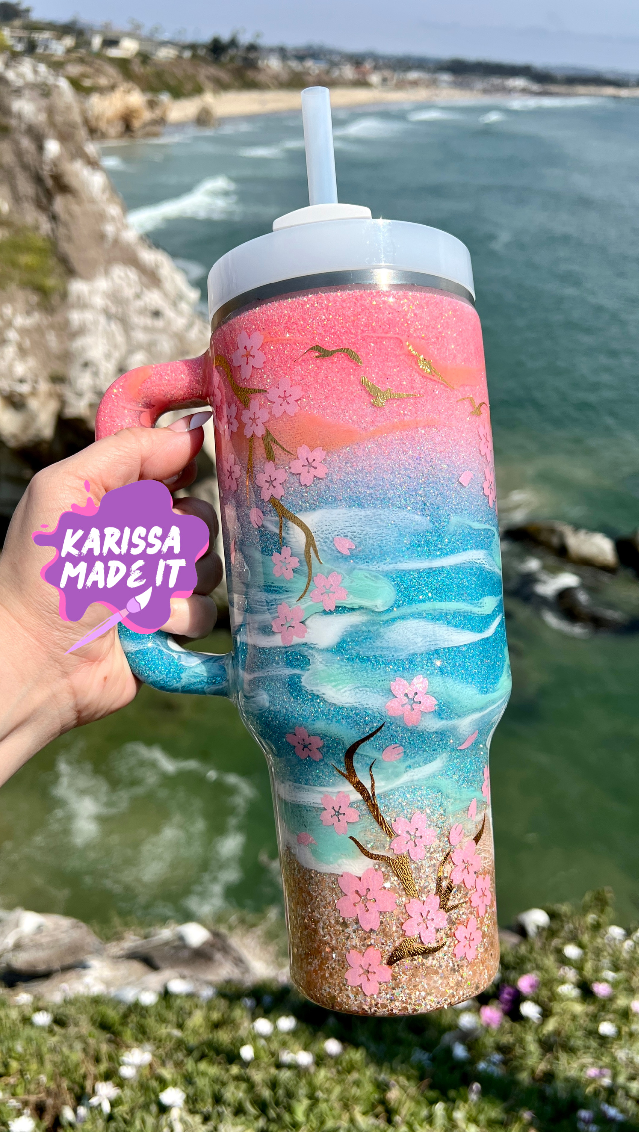 30oz Stanley Cherry Blossom beach