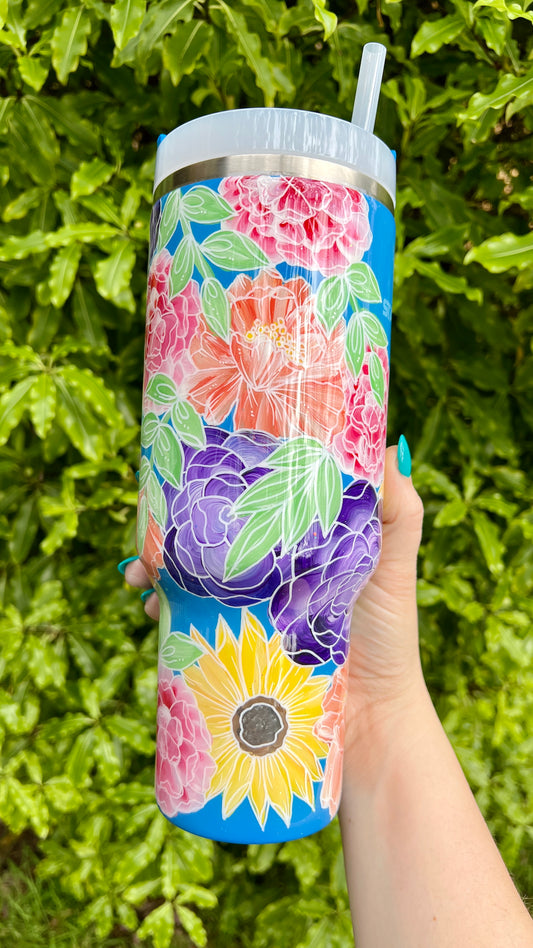 Hand painted Wild Flower Stanley 40oz