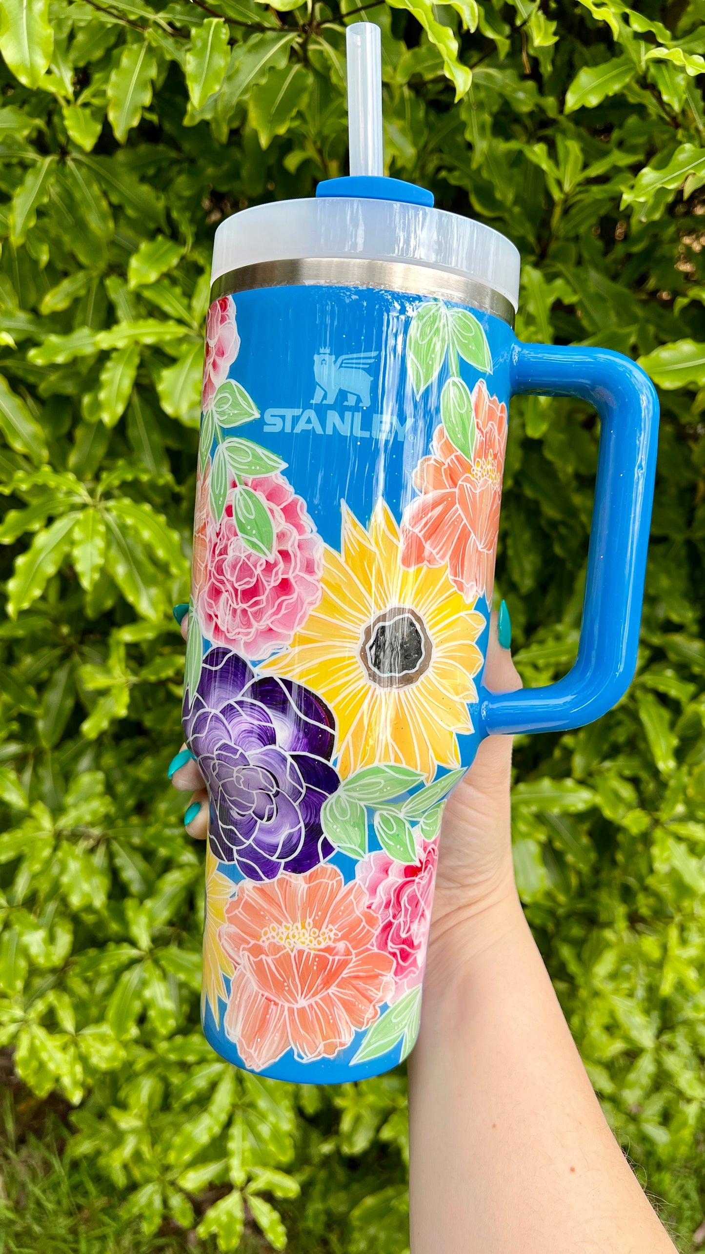 Hand painted Wild Flower Stanley 40oz