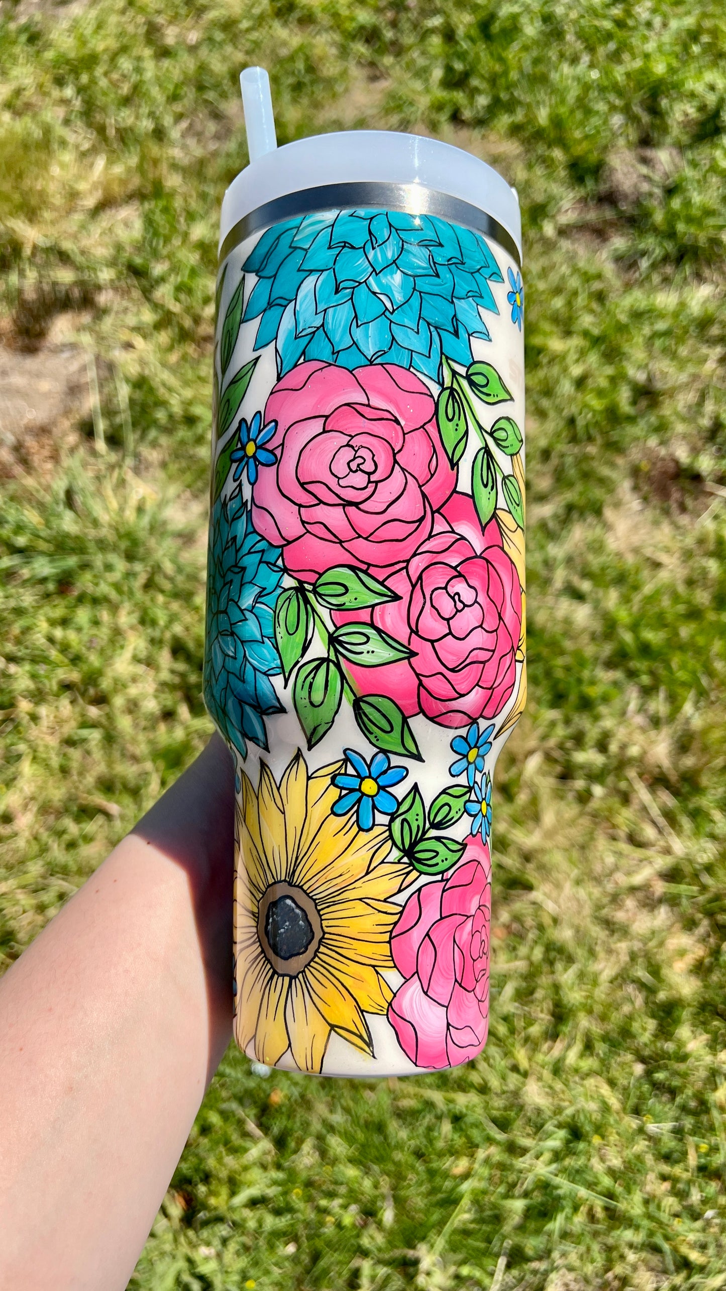 PRESALE Neutral Floral Hand painted Stanley 30oz